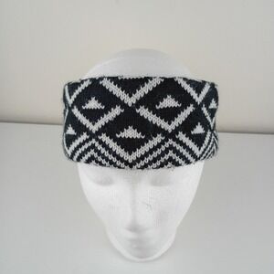 Charlotte Russe Black White Geometric Knit Fleece Lined Headband Ear Warmer